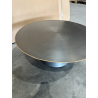MACABANE - Table basse ronde 80x80cm fer noir et bordure dorée
