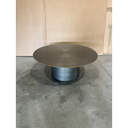 MACABANE - Table basse ronde 80x80cm fer noir et bordure dorée