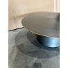 MACABANE - Table basse ronde 80x80cm fer noir et bordure dorée