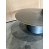 MACABANE - Table basse ronde 80x80cm fer noir et bordure dorée