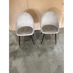 MACABANE - Lot de 2 chaises velours chamois pieds métal