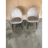 MACABANE - Lot de 2 chaises velours chamois pieds métal