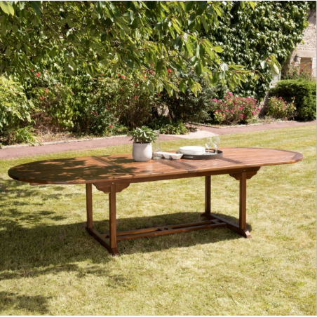 MACABANE - Table ovale 200*120 en bois Teck huilé