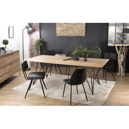 MACABANE - Table à manger 220x100 chêne pieds métal