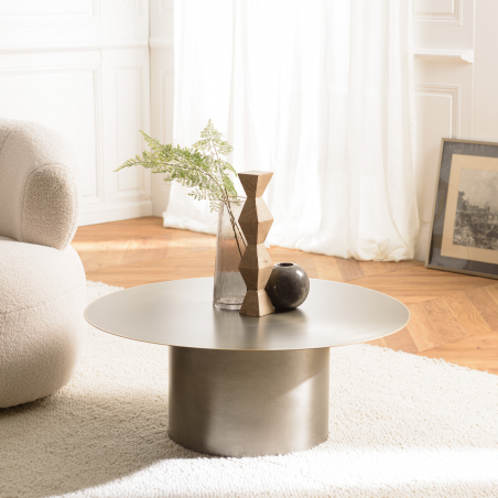 MACABANE - Table basse 80x80cm fer noir et bordure dorée