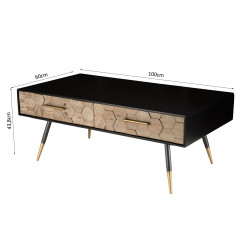 MACABANE - Table basse 2 tiroirs Sapin