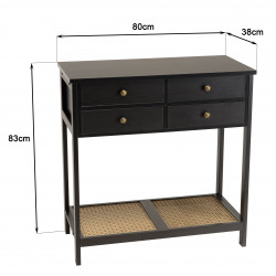 MACABANE - Console noire effet cannage