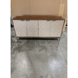 MACABANE - Buffet en bois de manguier 4 portes motifs ethniques