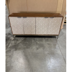 MACABANE - Buffet en bois de manguier 4 portes motifs ethniques