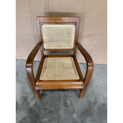 MACABANE - Fauteuil mindi et cannage bois foncé