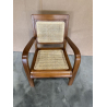 MACABANE - Fauteuil mindi et cannage bois foncé