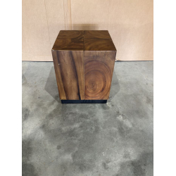 MACABANE - Table d'appoint carrée 38x38cm bois Suar piètement noir