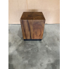 MACABANE - Table d'appoint carrée 38x38cm bois Suar piètement noir