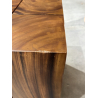 MACABANE - Table d'appoint carrée 38x38cm bois Suar piètement noir
