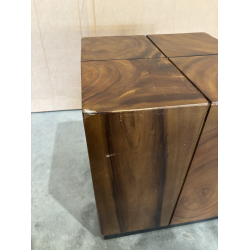 MACABANE - Table d'appoint carrée 38x38cm bois Suar piètement noir