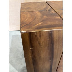 MACABANE - Table d'appoint carrée 38x38cm bois Suar piètement noir
