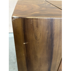 MACABANE - Table d'appoint carrée 38x38cm bois Suar piètement noir