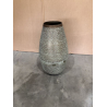MACABANE - Vase alu L40cm H70cm vert vieilli motifs arabesques fleuris