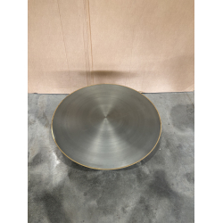 MACABANE - Table basse ronde 80x80cm en fer noir et bordure dorée