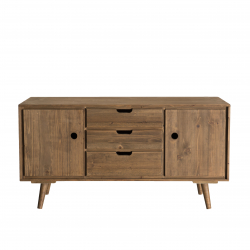 MACABANE - Buffet scandi bois 2 portes 3 tiroirs Sapin