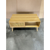 MACABANE - Table basse couleur naturelle 2 tiroirs 1 niche bois cannage