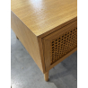 MACABANE - Table basse couleur naturelle 2 tiroirs 1 niche bois cannage