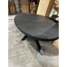 MACABANE - Table à manger 220x110cm plateau noir effet pierre