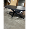 MACABANE - Table à manger 220x110cm plateau noir effet pierre