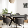 MACABANE - Table à manger 220x110cm plateau noir effet pierre