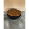 MACABANE - Table basse ronde 100x100cm en rotin noir plateau amovible