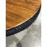 MACABANE - Table basse ronde 100x100cm en rotin noir plateau amovible