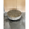 MACABANE - Table basse nature ronde  Teck pieds épingles scandi