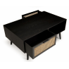 MACABANE - Table basse noire 2 tiroirs cannage 1 niche