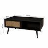 MACABANE - Table basse noire 2 tiroirs cannage 1 niche