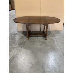 MACABANE - Table de jardin 120/180 x 90 cm ovale extensible 4/6 personnes en bois Teck huilé