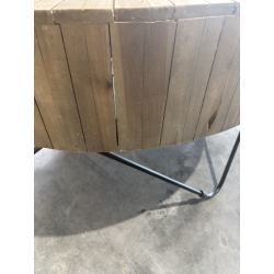 MACABANE - Table basse nature ronde  Teck pieds épingles scandi