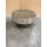 MACABANE - Table basse nature ronde  Teck pieds épingles scandi