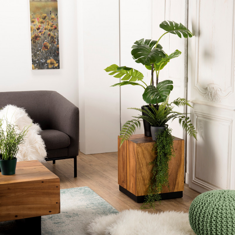 MACABANE - Table d'appoint carrée 38x38cm bois Suar