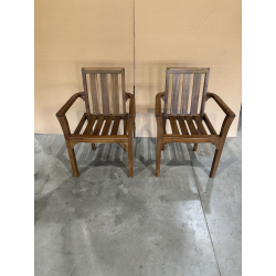 MACABANE - Lot de 2 fauteuils empilables mh en bois Teck huilé