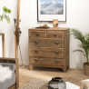 MACABANE - Meuble chiffonnier 5 tiroirs bois Pin recyclé