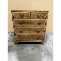 MACABANE - Meuble chiffonnier 5 tiroirs bois Pin recyclé