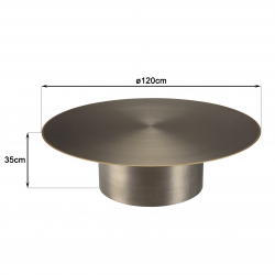 MACABANE - Table basse ronde 120x120cm en fer noir et bordure dorée