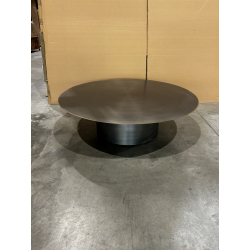 MACABANE - Table basse ronde 120x120cm en fer noir et bordure dorée