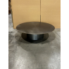 MACABANE - Table basse ronde 120x120cm en fer noir et bordure dorée