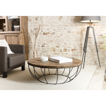 MACABANE - Table basse coque noire 100 x 100 cm