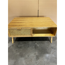 MACABANE - Table basse couleur naturel 2 tiroirs 1 niche