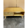 MACABANE - Table basse couleur naturel 2 tiroirs 1 niche