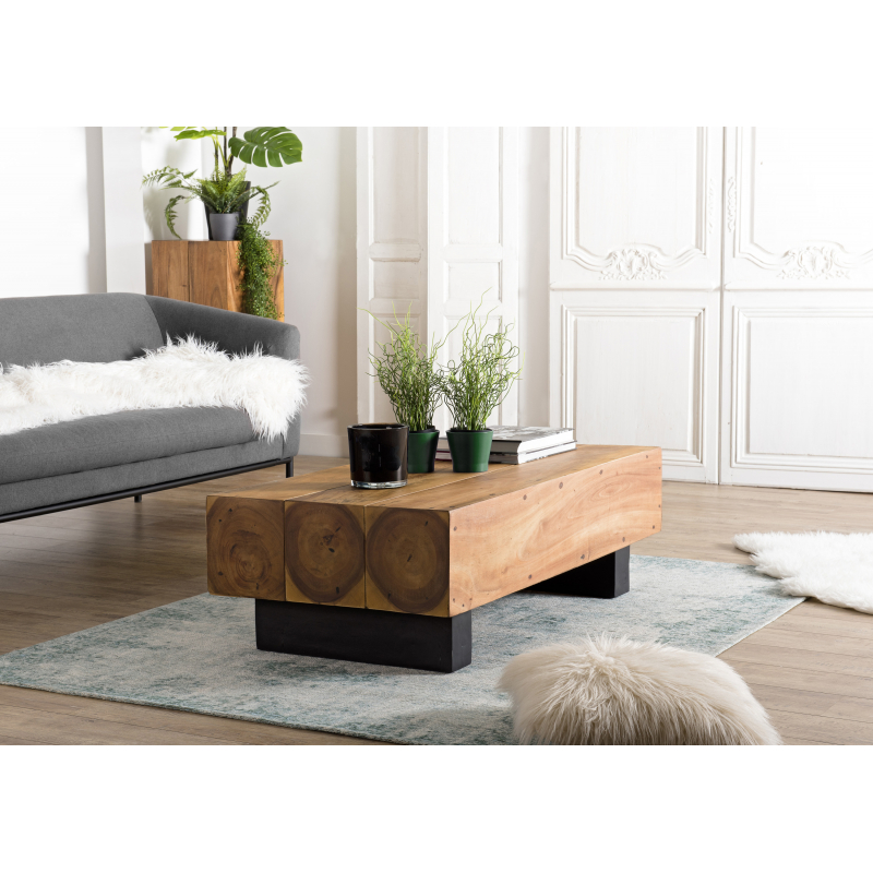 MACABANE - Table basse poutres 120x60cm bois Suar
