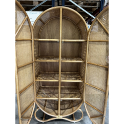 MACABANE - Armoire en rotin 2 portes en cannage couleur brun miel