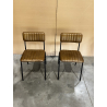 MACABANE - Lot de 2 chaises assise et dossier matelassés cuir pieds acier